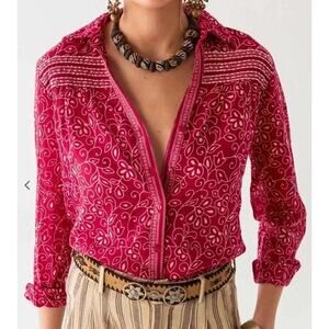 Maison Hotel Cohen Cotton Tunic Blouse Chilli Red MED NWT Luxury Western Classy